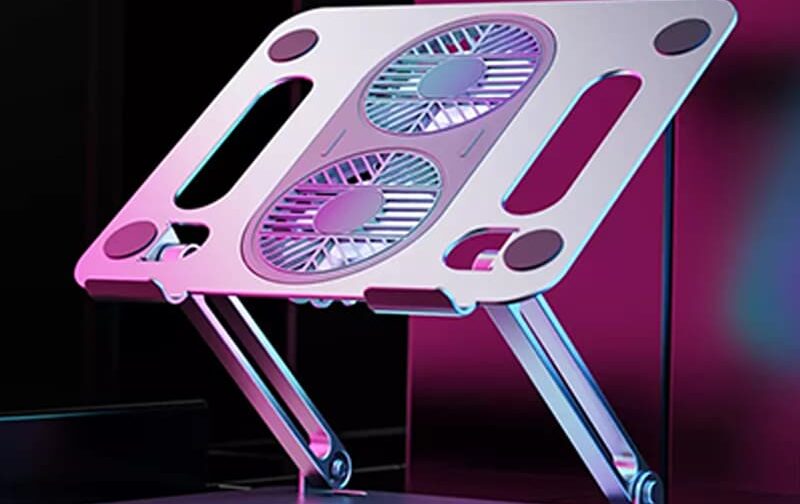 Support de laptop RGB- aluminium- professionnel- 02 ventilateurs